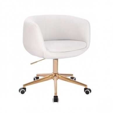 Beauty salon chair with stable base or castors HC333N, white organic leather 10