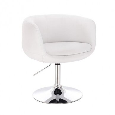 Beauty salon chair with stable base or castors HC333N, white organic leather 11