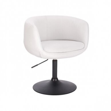 Beauty salon chair with stable base or castors HC333N, white organic leather 12