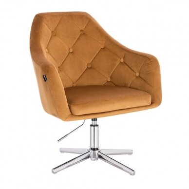 Кресло для салона красоты на устойчивой основе или на колесиках HR831CROSS, коричневый бархат 7
