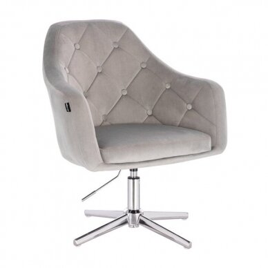 Beauty salon chair with a stable base or with wheels HR831CROSS, gray velvet 5