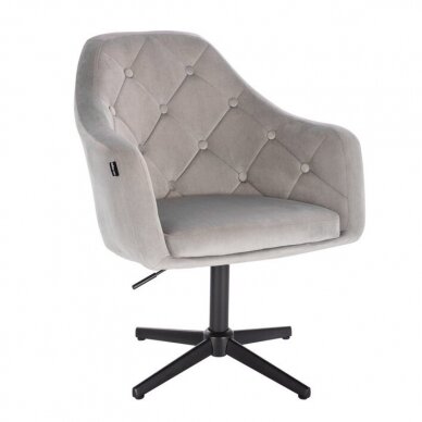 Beauty salon chair with a stable base or with wheels HR831CROSS, gray velvet 10