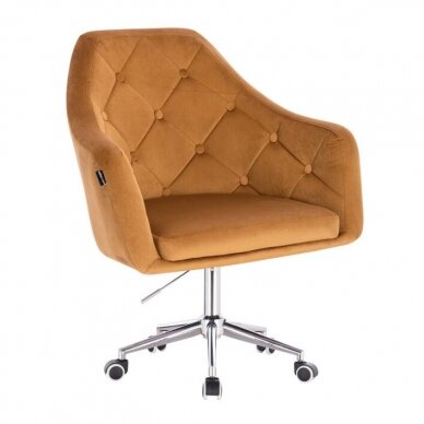 Кресло для салона красоты на устойчивой основе или на колесиках HR831CROSS, коричневый бархат 6