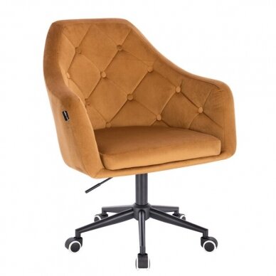 Beauty salon chair with a stable base or with wheels HR831CROSS, brown velvet 9