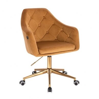Кресло для салона красоты на устойчивой основе или на колесиках HR831CROSS, коричневый бархат 4