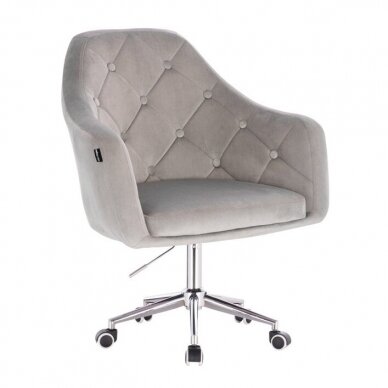 Beauty salon chair with a stable base or with wheels HR831CROSS, gray velvet 7