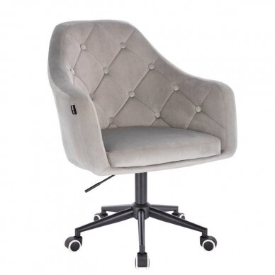 Beauty salon chair with a stable base or with wheels HR831CROSS, gray velvet 8