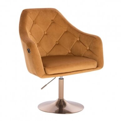 Кресло для салона красоты на устойчивой основе или на колесиках HR831CROSS, коричневый бархат 3