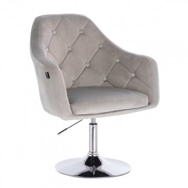Beauty salon chair with a stable base or with wheels HR831CROSS, gray velvet 6