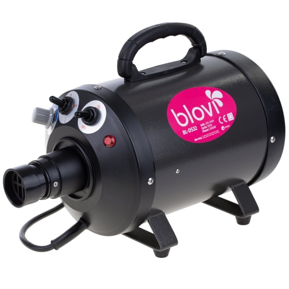 Профессиональный фен для сушки шерсти собак Blovi Beep Black Blaster 2000W с плавным потоком воздуха и двухступенчатой регулировкой тепла, 60л/с Профессиональный фен для сушки шерсти собак Blovi Beep Black Blaster 2000W с плавным потоком воздуха и двухступенчатой регулировкой тепла, 60л/с