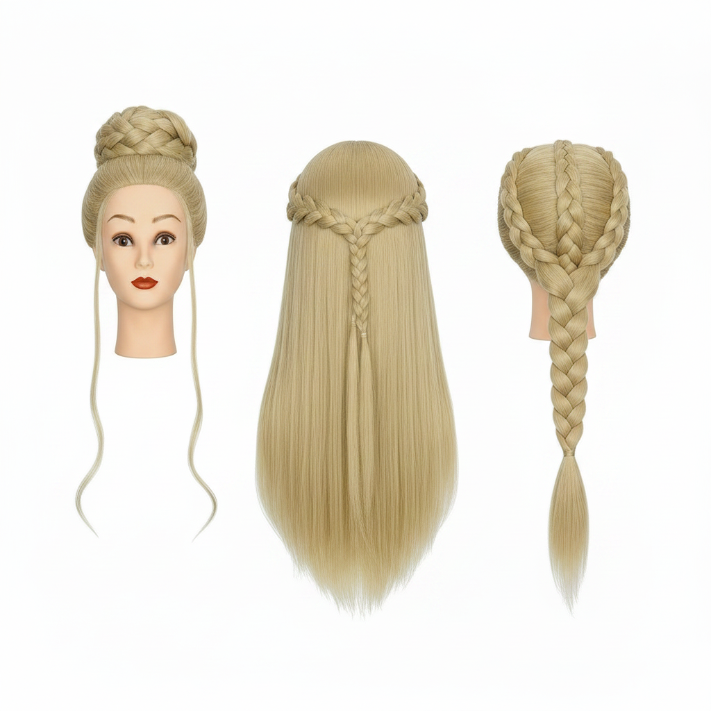 Profesionali galva mokymams IZA BLOND 90cm, karščiui atspariais plaukais + stovas 8 Profesionali galva mokymams IZA BLOND 90cm, karščiui atspariais plaukais + stovas 8