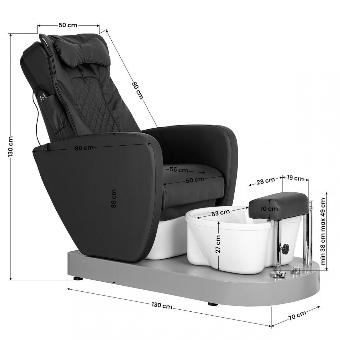 Professional electric podiatry chair for pedicure procedures with massage function AZZURRO 016C, black color 17 Professional electric podiatry chair for pedicure procedures with massage function AZZURRO 016C, black color 17