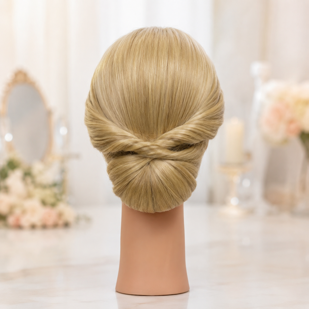 Profesionali galva mokymams IZA BLOND 90cm, karščiui atspariais plaukais + stovas 3