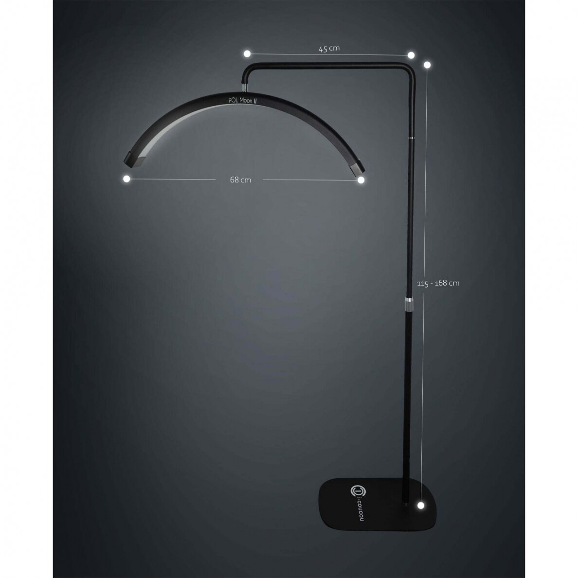 Professional make-up and eyelash lamp for beauticians and beauty salons POL MOON II, black color 5 Professional make-up and eyelash lamp for beauticians and beauty salons POL MOON II, black color 5
