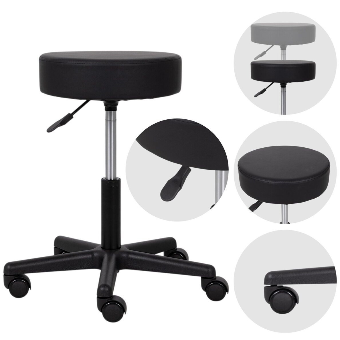 Professional master chair with wheels TIMO K515, black Professional master chair with wheels TIMO K515, black