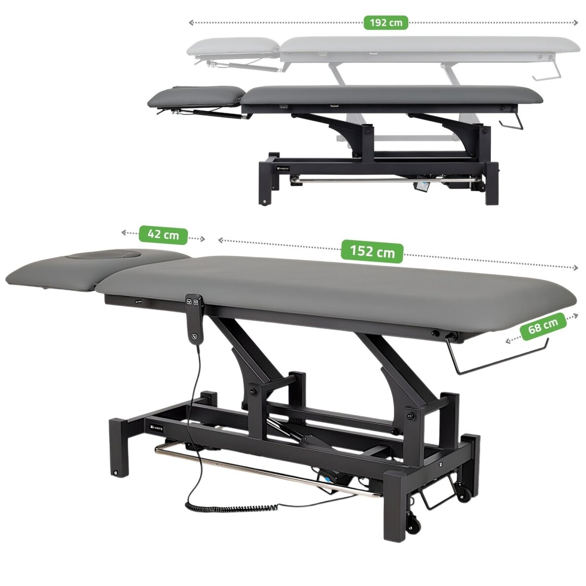 Professional massage and physiotherapy table-bed with foot control mechanism FORTIS 2 ERGO, gray 1