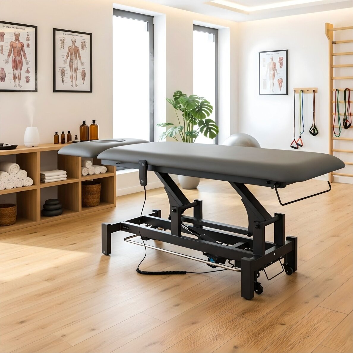 Professional massage and physiotherapy table-bed with foot control mechanism FORTIS 2 ERGO, gray 9 Professional massage and physiotherapy table-bed with foot control mechanism FORTIS 2 ERGO, gray 9