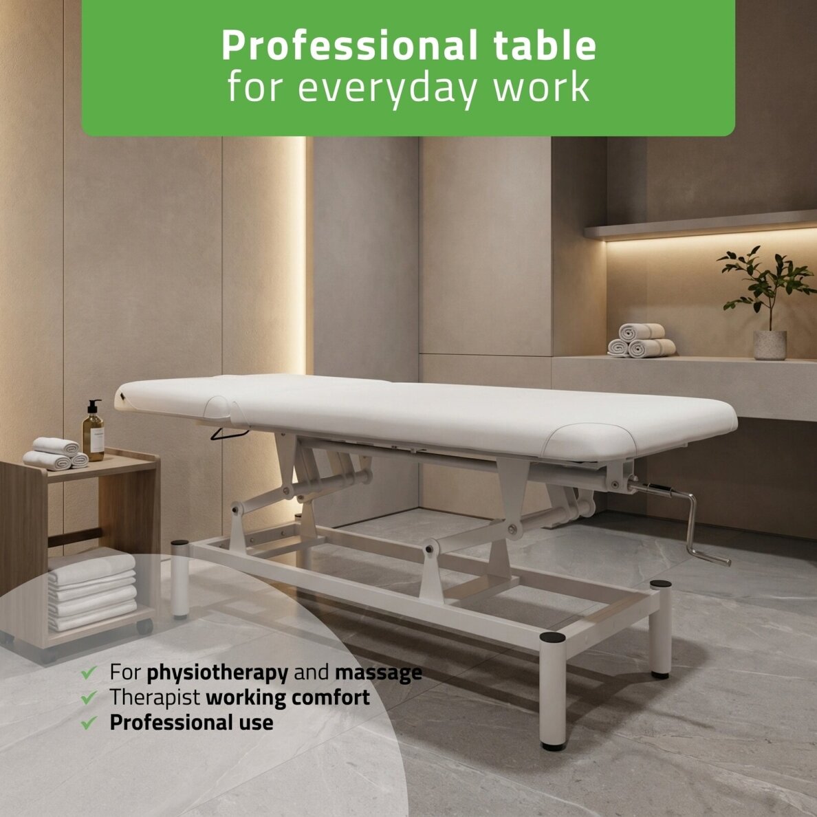 Professional massage and physiotherapy table-bed with adjustable backrest VIGO 2, white 1