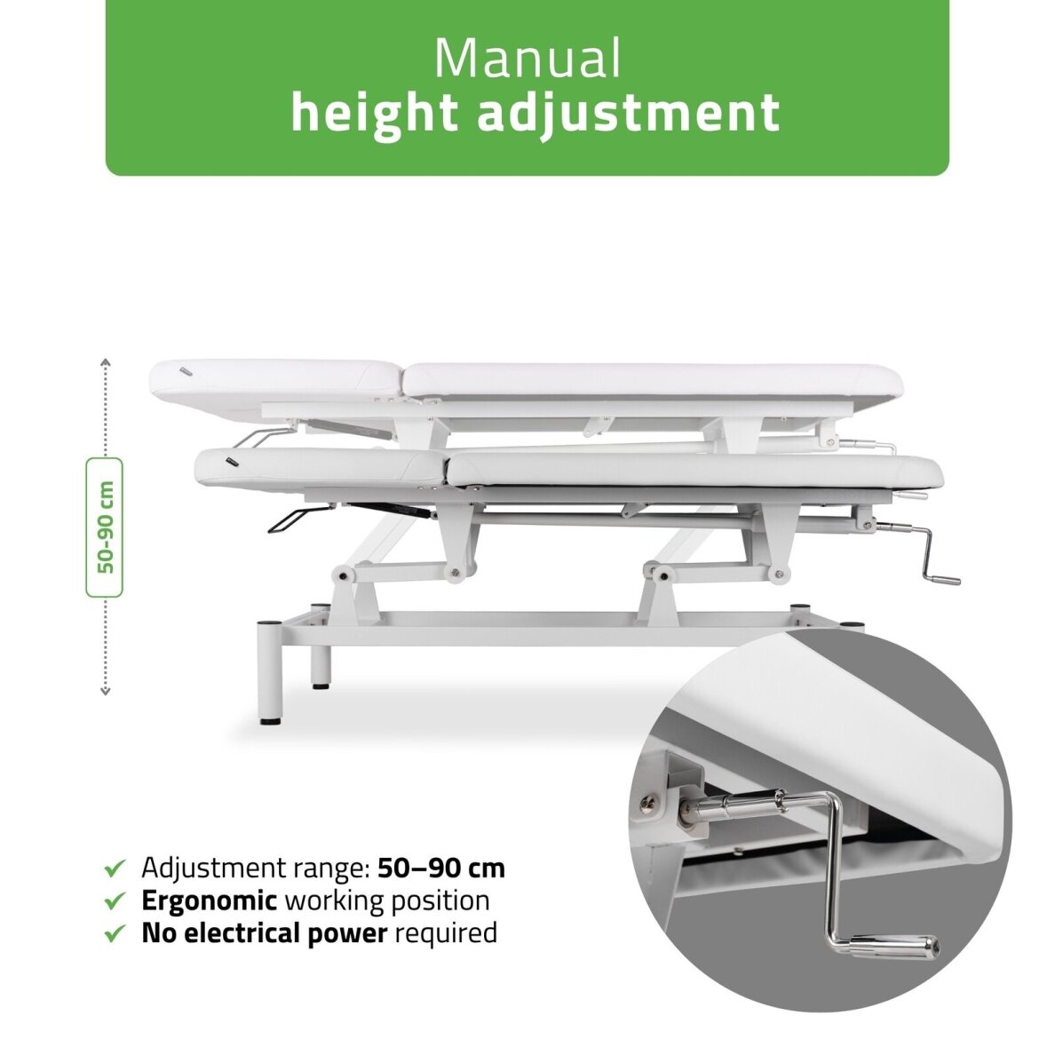 Professional massage and physiotherapy table-bed with adjustable backrest VIGO 2, white 2