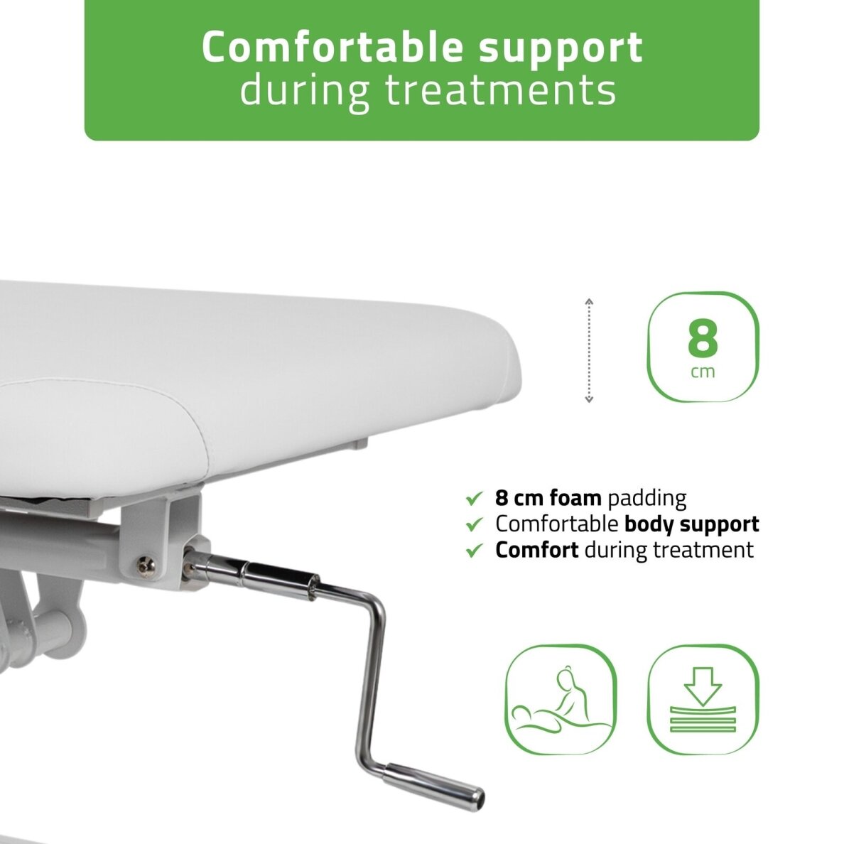 Professional massage and physiotherapy table-bed with adjustable backrest VIGO 2, white 3 Professional massage and physiotherapy table-bed with adjustable backrest VIGO 2, white 3