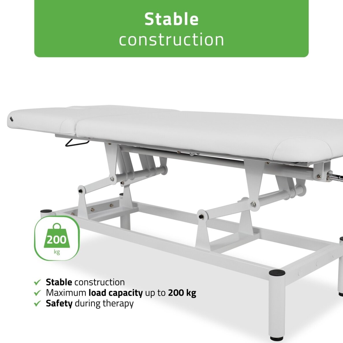 Professional massage and physiotherapy table-bed with adjustable backrest VIGO 2, white 4