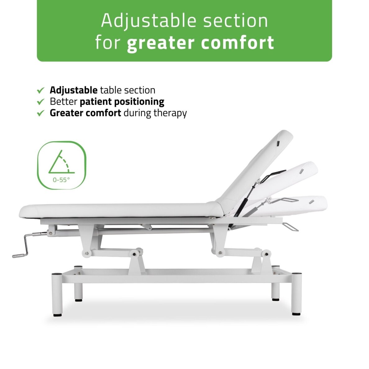 Professional massage and physiotherapy table-bed with adjustable backrest VIGO 2, white 6 Professional massage and physiotherapy table-bed with adjustable backrest VIGO 2, white 6