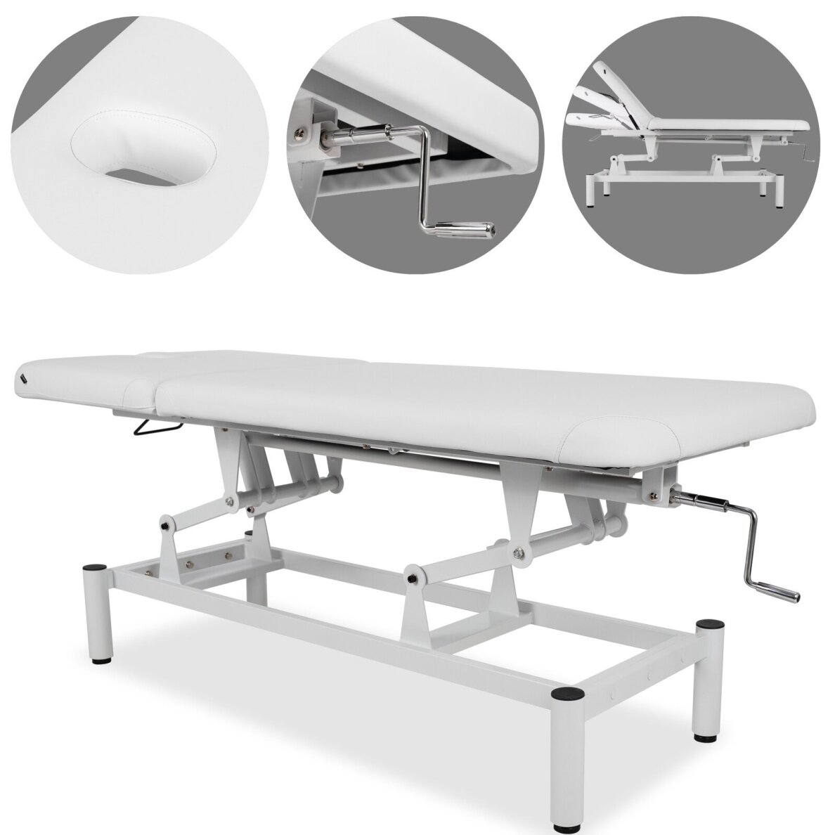 Professional massage and physiotherapy table-bed with adjustable backrest VIGO 2, white Professional massage and physiotherapy table-bed with adjustable backrest VIGO 2, white