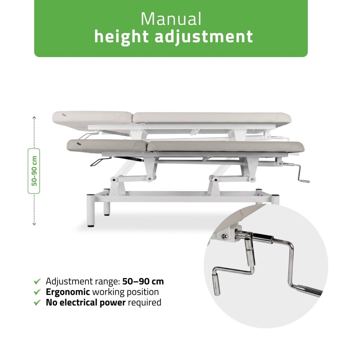 Professional massage and physiotherapy table-bed with adjustable backrest VIGO 2, light gray 2