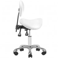 Profesionali meistro kėdė- balnas kosmetologams 1025 GIOVANNI su reguliuojamu sėdynės kampu bei atlošu, baltos spalvos