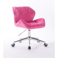 Professional craftsman&#39;s chair with wheels HR111K, raspberry velour