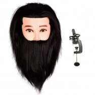 Professional natural hair male training head GINTAUTAS BLACK, 30 cm.