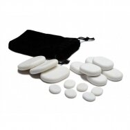 Professional set of stones for cold massage made of white marble, 15 pcs.