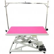 Professional pet grooming table Blovi Upper Pro electrically operated, 125 cm x 65 cm, pink color