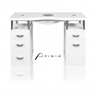 Professional manicure table for beauty salon AFINIA BASIC 130, white color
