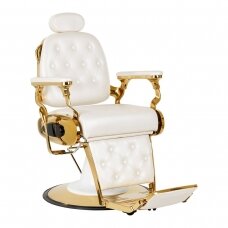 Professional barber chair for hairdressers and beauty salons GABBIANO FRANCESCO, white with gold details