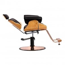 Профессиональное парикмахерское кресло с подставкой для ног и деревянными элементами GABBIANO FLORENCIJA, коричневого цвета + РЕГУЛИРУЕМЫЙ ПОДГОЛОВНИК