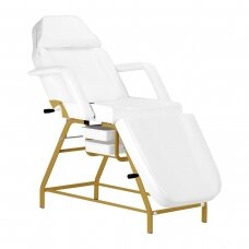 Профессиональная косметологическая кровать-кресло для косметических процедур 557G, цвет бело-золотой
