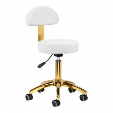 Профессиональное мастерское кресло для косметологов AM-304G, белое с золотыми деталями
