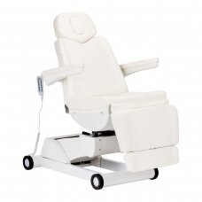 Professional electric swivel bed for beauticians AZZURRO 873, 4 motors, white color