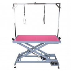 Professional animal cutting table Blovi Callisto electrically controlled, 125x65cm, pink color