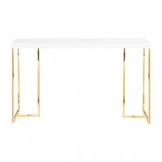 Profesionalus manikiūro stalas AGNES T2 auksiniu rėmu, baltas