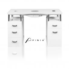 Profesionalus manikiūro stalas grožio salonui AFINIA BASIC Conglomerate 130, baltos spalvos