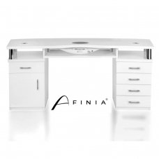 Profesionalus manikiūro stalas grožio salonui AFINIA PARTLY BODIED SK02 135, baltos spalvos