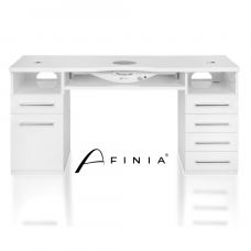 Profesionalus manikiūro stalas grožio salonui AFINIA FULL-BODIED SK03 135, baltos spalvos