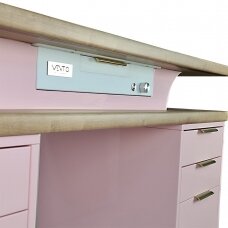 Profesionalus manikiūro stalas su dulkių ištraukėju VENTO PRO, rožinės spalvos