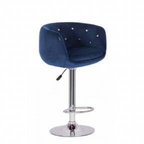 Professional chair for make-up specialists with crystals, blue velor