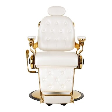 Professional barber chair for hairdressers and beauty salons GABBIANO FRANCESCO, white with gold details Professional barber chair for hairdressers and beauty salons GABBIANO FRANCESCO, white with gold details