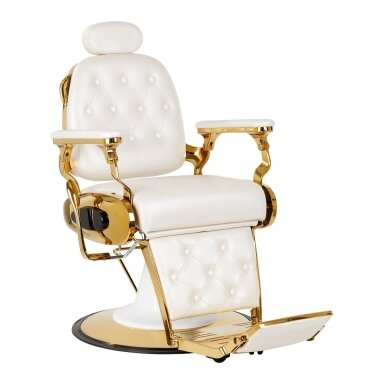 Professional barber chair for hairdressers and beauty salons GABBIANO FRANCESCO, white with gold details Professional barber chair for hairdressers and beauty salons GABBIANO FRANCESCO, white with gold details