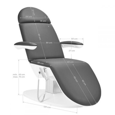 Кровать-кушетка профессиональная электрическая косметологическая ECLIPSE 2240, серого цвета (3 мотора)