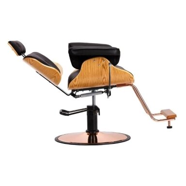 Professional hairdressing chair with footrest and wooden elements GABBIANO FLORENCE, black + ADJUSTABLE HEADBACK Professional hairdressing chair with footrest and wooden elements GABBIANO FLORENCE, black + ADJUSTABLE HEADBACK